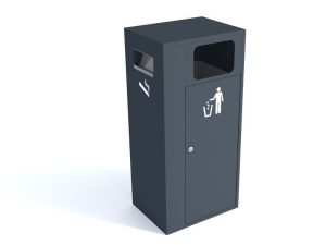 Metāla atkritumu tvertne ar pelnu trauku (cinkota un krāsota RAL), 40l [KRO]