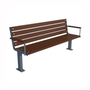 Tērauda soliņš ar atzveltni un roku balstiem, 1900mm (cinkots/krāsots RAL tonī)