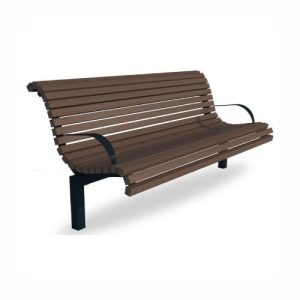 Tērauda soliņš ar atzveltni un roku balstiem, 1800mm (cinkots/krāsots RAL tonī)