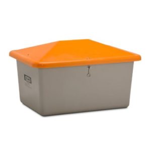 Smilts/sāls stiklšķiedras konteiners, pelēks ar oranžu vāku, 550l [CE]